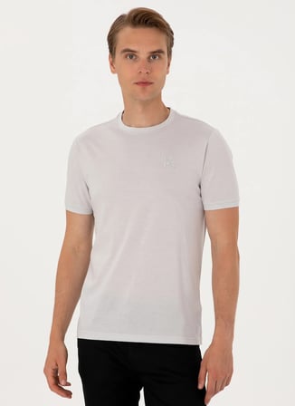 U.S. Polo Assn. Bisiklet Yaka Gri Erkek T-Shirt EXC-MELENAS