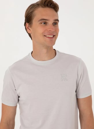 U.S. Polo Assn. Bisiklet Yaka Gri Erkek T-Shirt EXC-MELENAS