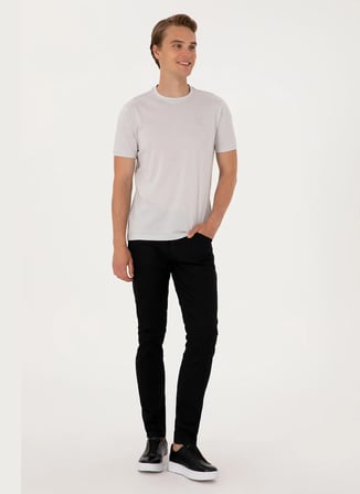 U.S. Polo Assn. Bisiklet Yaka Gri Erkek T-Shirt EXC-MELENAS