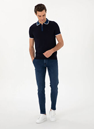 Cacharel Polo Yaka Slim Fit Lacivert Erkek Kazak TACY