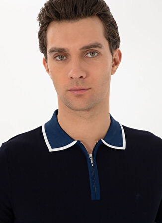 Cacharel Polo Yaka Slim Fit Lacivert Erkek Kazak TACY