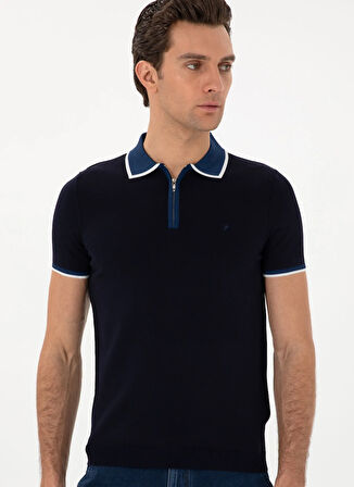 Cacharel Polo Yaka Slim Fit Lacivert Erkek Kazak TACY