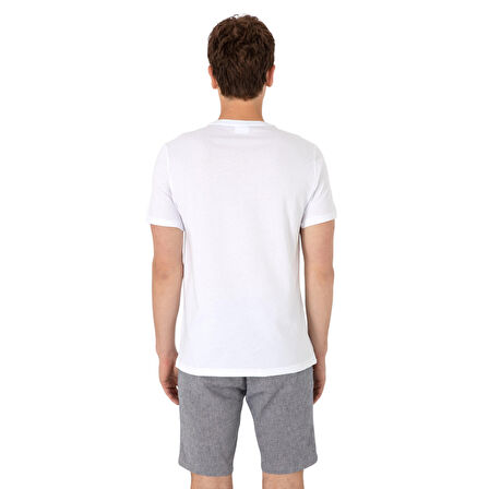 Erkek Regular Fit Bisiklet Yaka Beyaz Basic Tişört