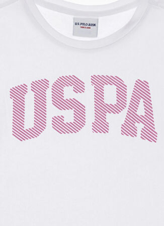 U.S. Polo Assn. Baskılı Beyaz Kız Çocuk T-Shirt KEAN