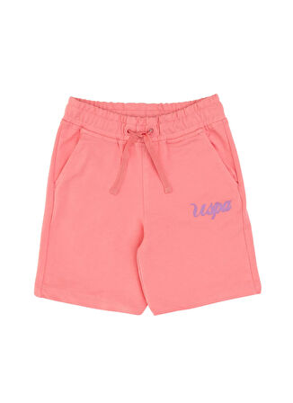 U.S. Polo Assn. Lastikli Bel Regular Fit Pembe Kız Çocuk Şort SEPTEMBER