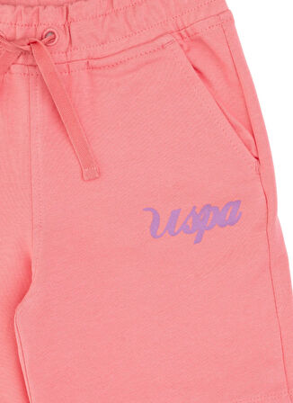 U.S. Polo Assn. Lastikli Bel Regular Fit Pembe Kız Çocuk Şort SEPTEMBER