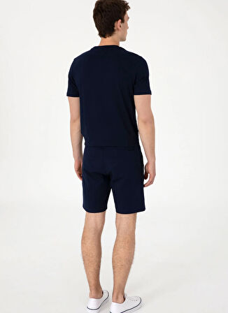Lacivert Erkek Lastikli Bel Slim Straight Sweat Şort PARME