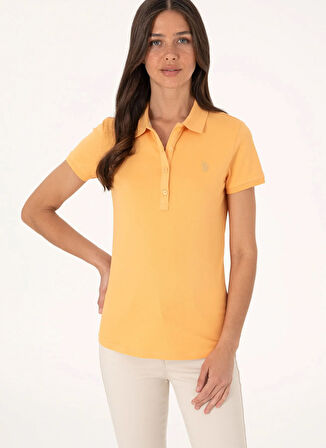 Açık Turuncu Kadın Slim Fit Polo T-Shirt GTP-IY025