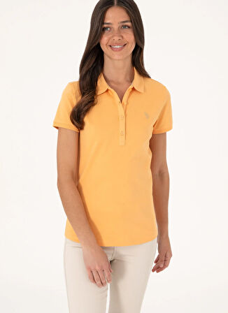 Açık Turuncu Kadın Slim Fit Polo T-Shirt GTP-IY025