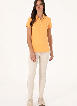 Açık Turuncu Kadın Slim Fit Polo T-Shirt GTP-IY025