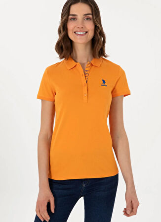 U.S. Polo Assn. Polo Yaka Turuncu Kadın T-Shirt TP0125