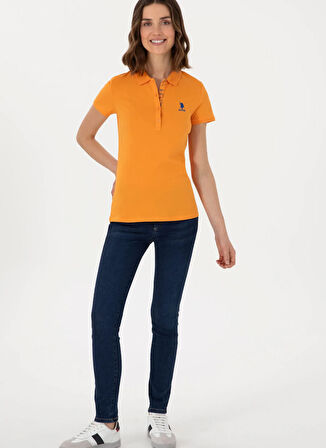 U.S. Polo Assn. Polo Yaka Turuncu Kadın T-Shirt TP0125