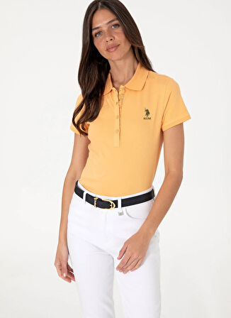 Açık Turuncu Kadın Slim Fit Polo T-Shirt TP0125