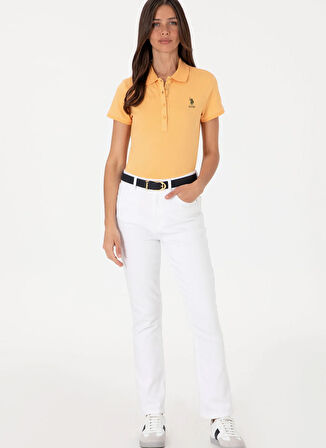Açık Turuncu Kadın Slim Fit Polo T-Shirt TP0125
