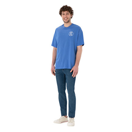 Erkek Oversize Fit Bisiklet Yaka Tişört