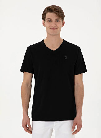 U.S. Polo Assn. V Yaka Siyah Erkek T-Shirt GTS02