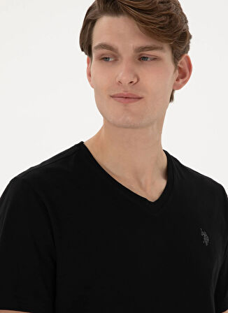 U.S. Polo Assn. V Yaka Siyah Erkek T-Shirt GTS02