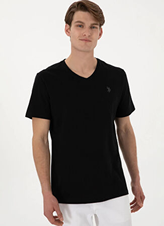 U.S. Polo Assn. V Yaka Siyah Erkek T-Shirt GTS02