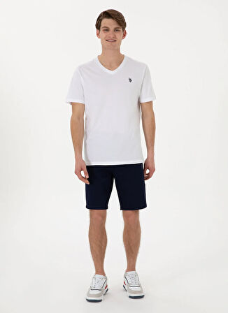 U.S. Polo Assn. V Yaka Beyaz Erkek T-Shirt GTS02