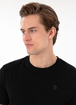 U.S. Polo Assn. Bisiklet Yaka Siyah Erkek T-Shirt TS01