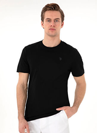 U.S. Polo Assn. Bisiklet Yaka Siyah Erkek T-Shirt TS01