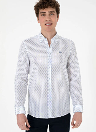U.S. Polo Assn. Slim Fit Gömlek Yaka Mavi Erkek Gömlek MELOSTA