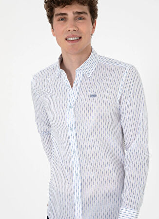 U.S. Polo Assn. Slim Fit Gömlek Yaka Mavi Erkek Gömlek MELOSTA