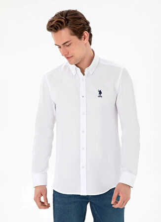 U.S. Polo Assn. Slim Fit Beyaz Erkek Gömlek GOX
