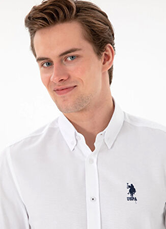 U.S. Polo Assn. Slim Fit Beyaz Erkek Gömlek GOX