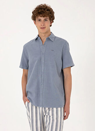U.S. Polo Assn. Comfort Fit Gömlek Yaka Mavi Erkek Gömlek KARTU