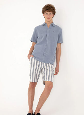 U.S. Polo Assn. Comfort Fit Gömlek Yaka Mavi Erkek Gömlek KARTU