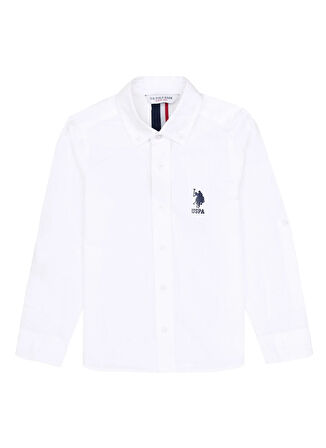 U.S. Polo Assn. Düz Beyaz Erkek Çocuk Gömlek HARINOKIDS