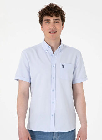 U.S. Polo Assn. Regular Fit Gömlek Yaka Mavi Erkek Gömlek GOXY