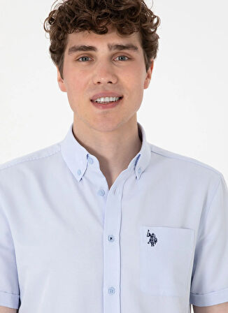 U.S. Polo Assn. Regular Fit Gömlek Yaka Mavi Erkek Gömlek GOXY