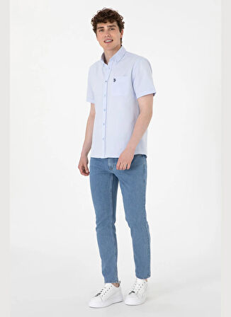 U.S. Polo Assn. Regular Fit Gömlek Yaka Mavi Erkek Gömlek GOXY