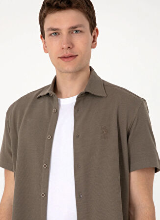 U.S. Polo Assn. Regular Fit Gömlek Yaka Kahve Erkek Gömlek IBIZAT