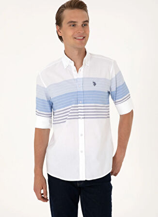 U.S. Polo Assn. Slim Fit Gömlek Yaka Lacivert Erkek Gömlek TURRA