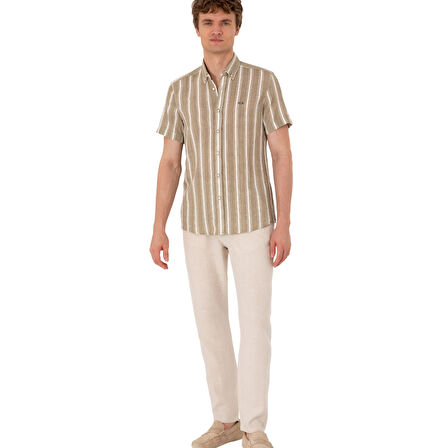 Erkek Haki Kısa Kollu Gömlek 2182541