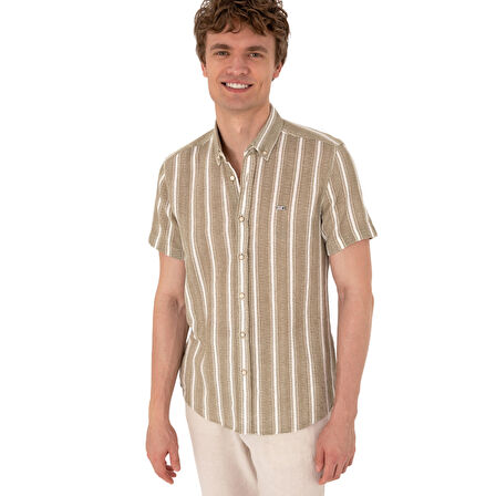 Erkek Haki Kısa Kollu Gömlek 2182541