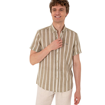 Erkek Haki Kısa Kollu Gömlek 2182541