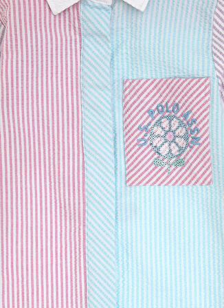 U.S. Polo Assn. Çizgili Lila Kız Çocuk Diz Üstü Elbise BELENKIDS