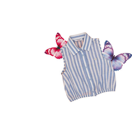 Kız Çocuk Çizgili Kolsuz Gömlek 2190808