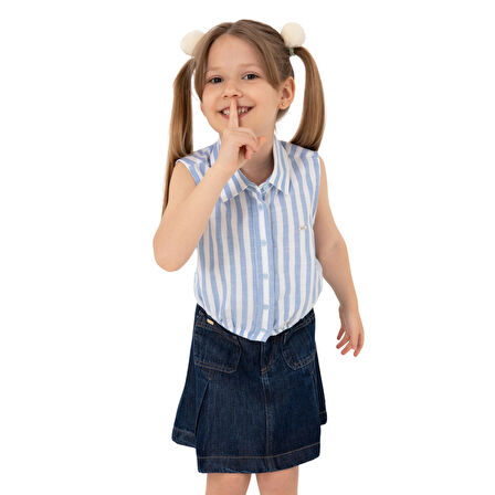 Kız Çocuk Çizgili Kolsuz Gömlek 2190808