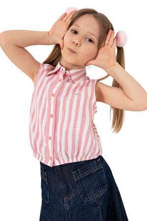 Kız Çocuk Çizgili Kolsuz Gömlek 2190808