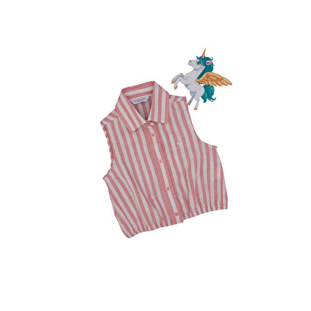 Kız Çocuk Çizgili Kolsuz Gömlek 2190808