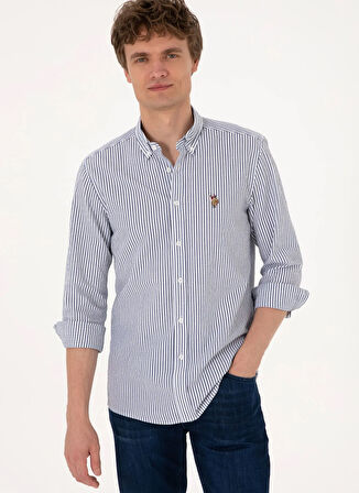 U.S. Polo Assn. Slim Fit Gömlek Yaka Lacivert Erkek Gömlek TOKYO