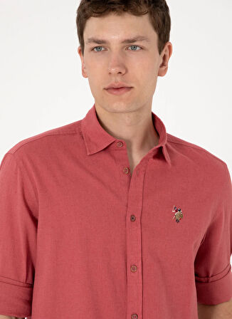 U.S. Polo Assn. Comfort Fit Gömlek Yaka Kırmızı Erkek Gömlek ENZO