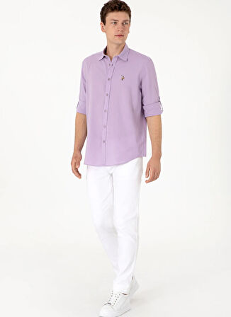 U.S. Polo Assn. Comfort Fit Gömlek Yaka Lila Erkek Gömlek ENZO