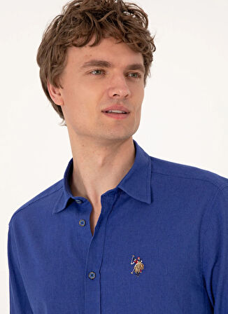 U.S. Polo Assn. Comfort Fit Gömlek Yaka Mavi Erkek Gömlek ENZO
