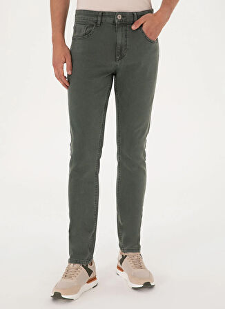 U.S. Polo Assn. Normal Bel Normal Paça Slim Fit Yeşil Erkek Denim Pantolon LORT
